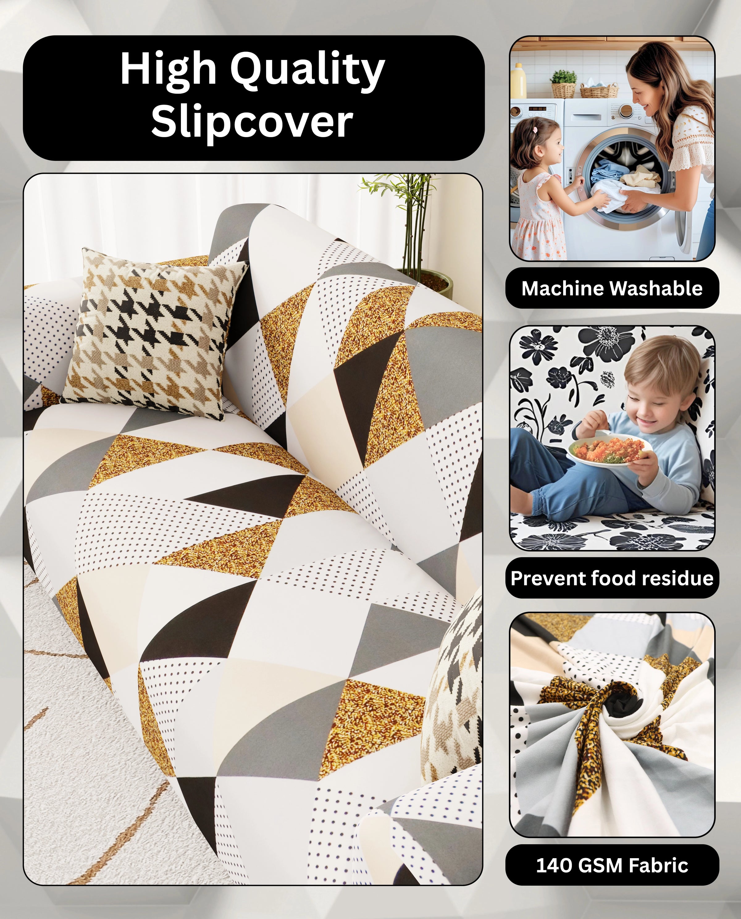 Lukzer Polyester Sofa Cover - Prism Dotted (SC-045-01)