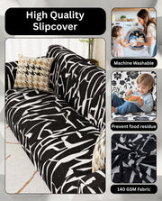 Lukzer Polyester Sofa Cover  Black & White (SC-026-01)