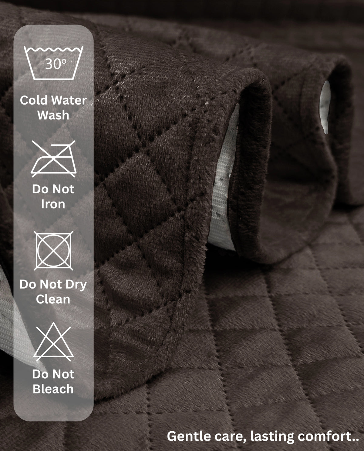 Lukzer Quilted Velvet Sofa Mat Dark Umber (SC-221-01)