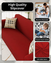 Lukzer Polyester Sofa Cover  Plain Red (SC-032-01)
