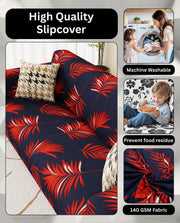 Lukzer Polyester Sofa Cover Red Leaves (SC-015-01)