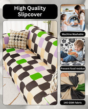 Lukzer Polyester Sofa Cover - Multi Color Square (SC-041-01)