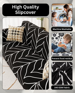 Lukzer Polyester Sofa Cover Black Stripe (SC-027-01)