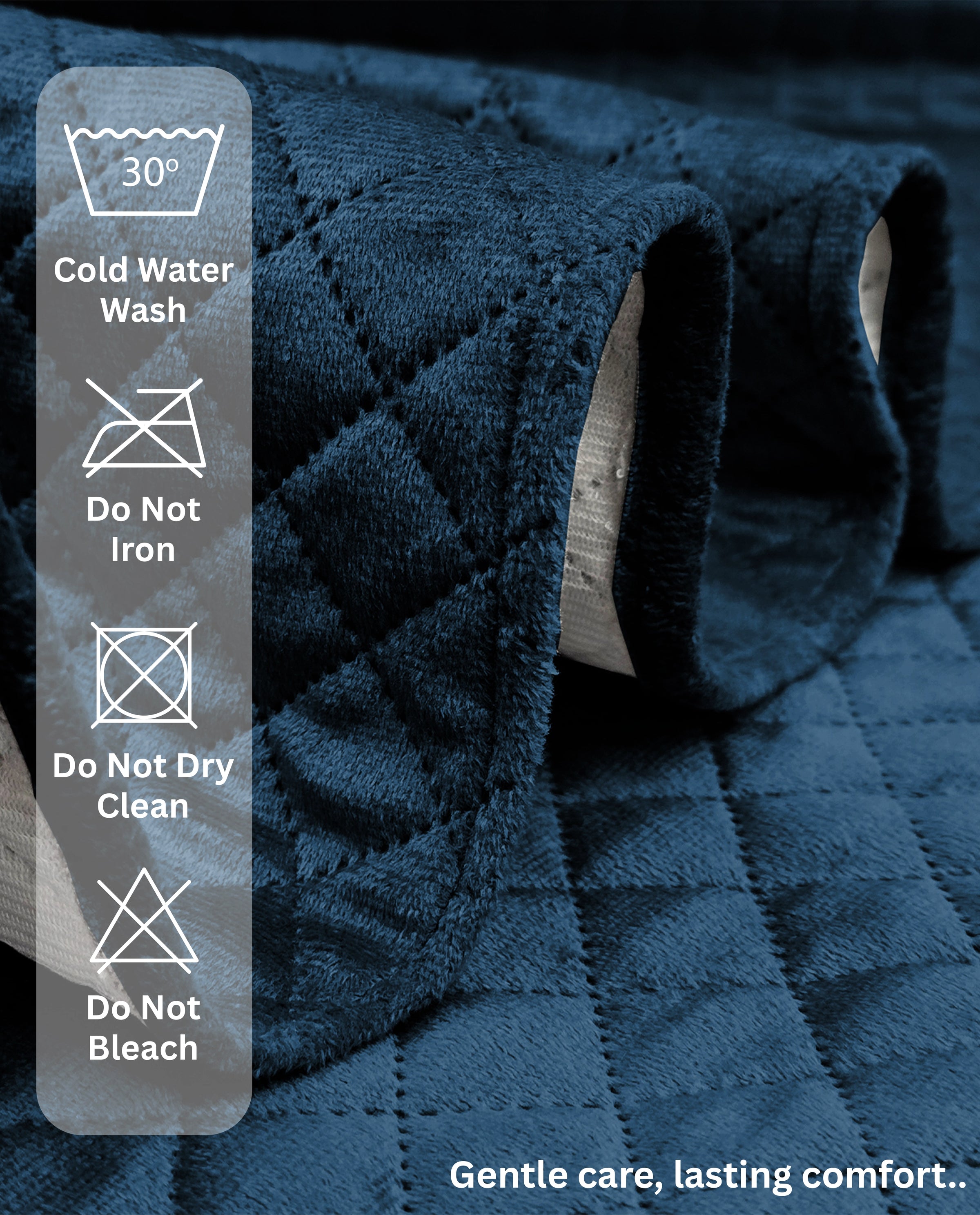 Lukzer Quilted Velvet Sofa Mat Blue Indigo (SC-197-01)