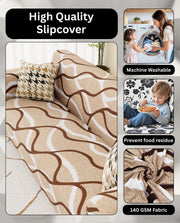 Lukzer Polyester Sofa Cover - Beige Lining (SC-021-01)