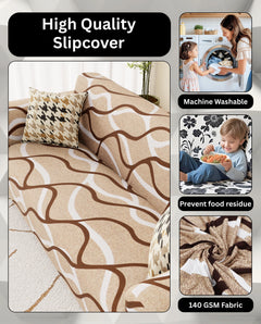 Lukzer Polyester Sofa Cover - Beige Lining (SC-021-01)