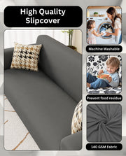 Lukzer Polyester Sofa Cover Plain Grey (SC-030-01)