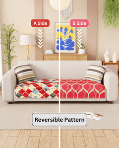 Lukzer Quilted Reversible Dessert Jewel Sofa Mat with WaveEdge Ultrasonic Cut (ONLY SEAT COVER) - SC-202-01WE