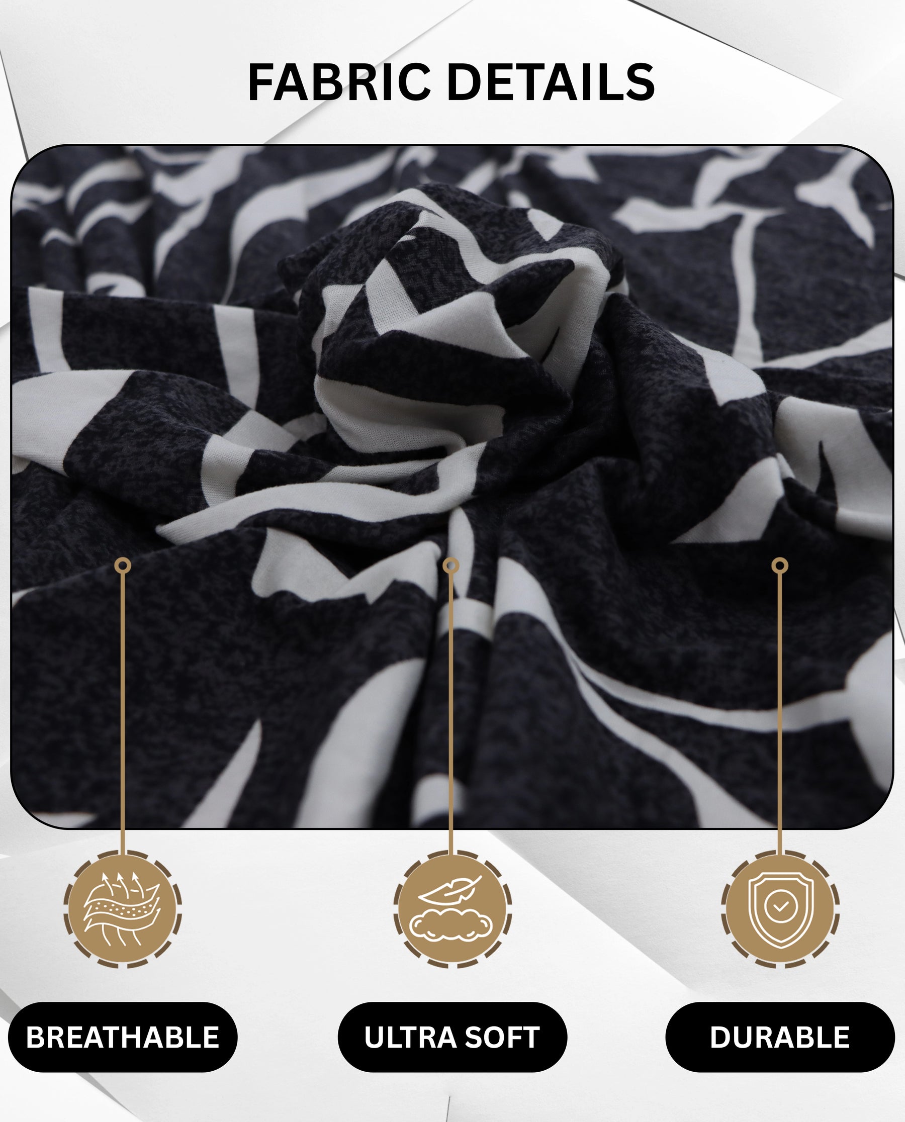 Lukzer Polyester Sofa Cover  Black & White (SC-026-01)