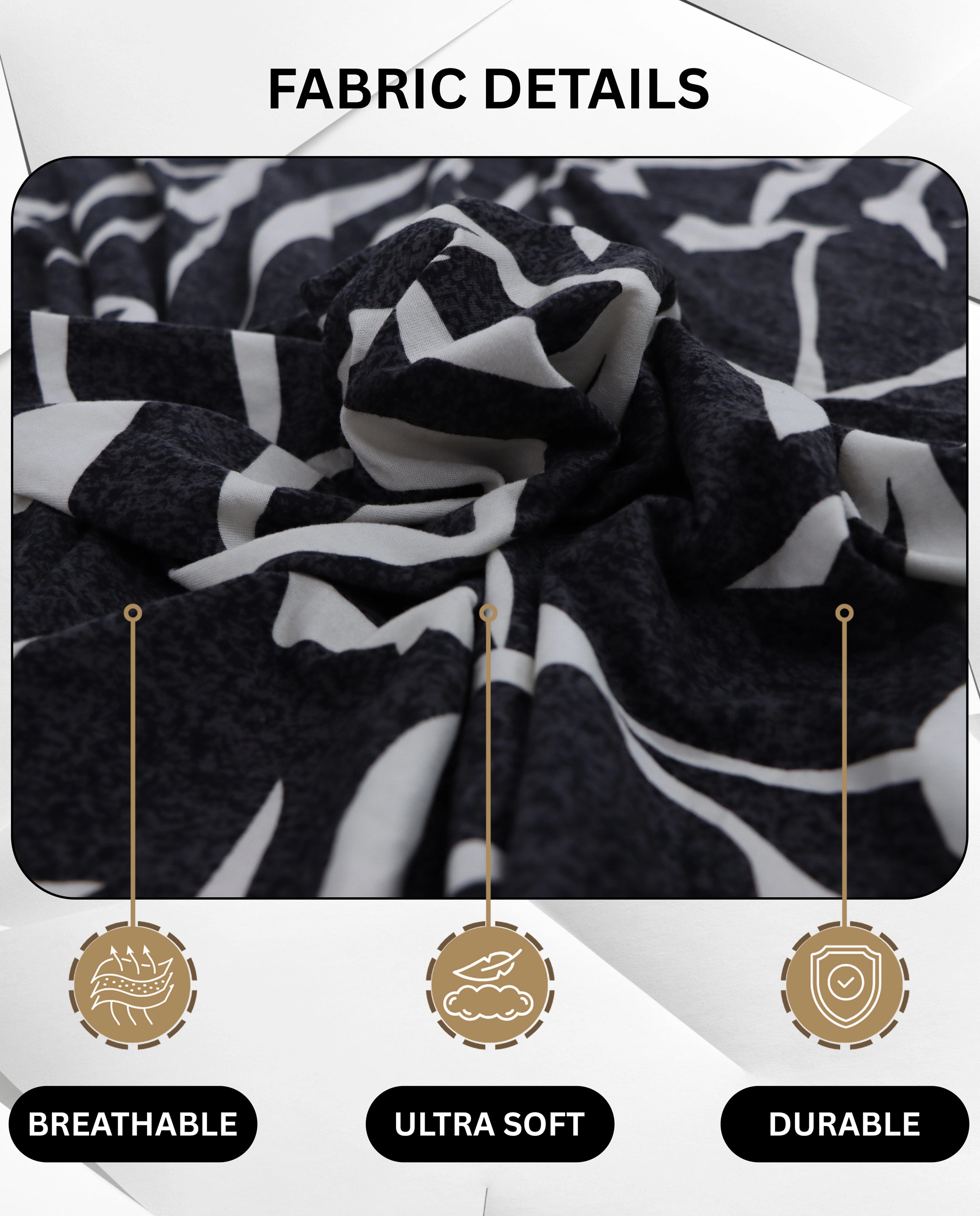 Lukzer Polyester Sofa Cover  Black & White (SC-026-01)