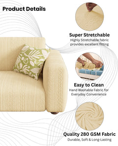 Lukzer Pastel Shades Textured Sofa Cover - Yellow Zigzag (SC-080-01)