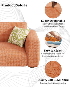Lukzer Pastel Shades Textured Sofa Cover - Orange Square Knit (SC-176-01)