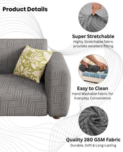 Lukzer Pastel Shades Textured Sofa Cover - Dark Grey Ripple Lines (SC-164-01)