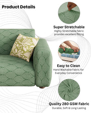 Lukzer Pastel Shades Textured Sofa Cover -  Green Leaf Trail (SC-128-01)