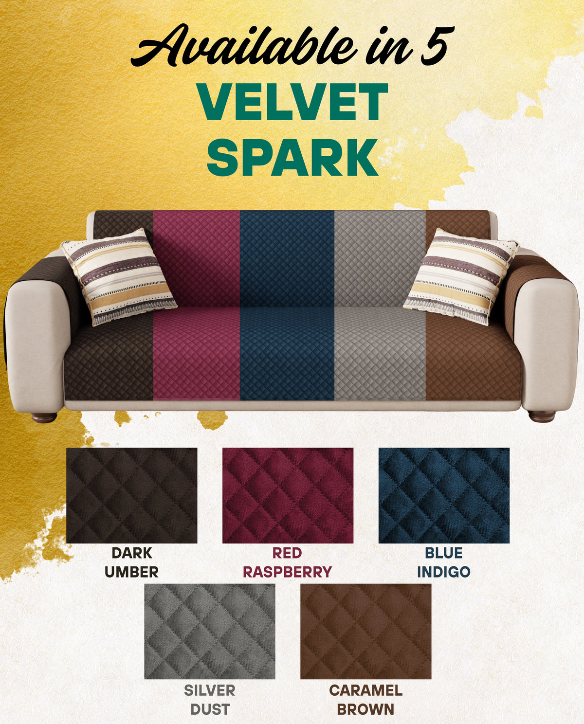 Lukzer Quilted Velvet Sofa Mat Caramel Brown (SC-222-01)