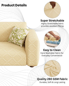 Lukzer Pastel Shades Textured Sofa Cover -  Yellow Diamond (SC-156-01)