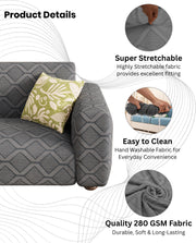 Lukzer Pastel Shades Textured Sofa Cover -  Dark Grey Diamond (SC-157-01)