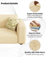 Lukzer Pastel Shades Textured Sofa Cover - Yellow Leaf Trail (SC-126-01)