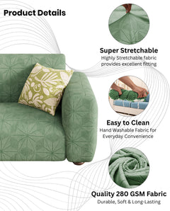 Lukzer Pastel Shades Textured Sofa Cover - Green Starlight Grid (SC-143-01)