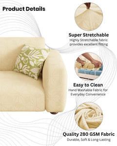 Lukzer Pastel Shades Textured Sofa Cover - Yellow Starlight Grid (SC-141-01)