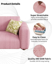 Lukzer Pastel Shades Textured Sofa Cover - Pink Zigzag (SC-078-01)