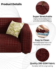 Lukzer Pastel Shades Textured Sofa Cover - Deep Maroon Square Knit (SC-179-01)