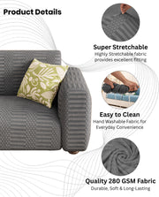 Lukzer Pastel Shades Textured Sofa Cover - Dark Grey Dotted Stripe (SC-133-01)