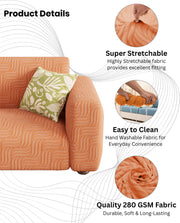 Lukzer Pastel Shades Textured Sofa Cover -  Orange Ripple Lines (SC-162-01)