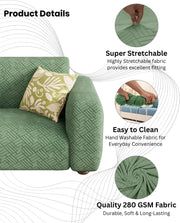 Lukzer Pastel Shades Textured Sofa Cover - Green Abstract (SC-167-01)