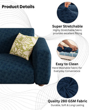 Lukzer Pastel Shades Textured Sofa Cover - Marine Blue Basket Weave (SC-117-01)