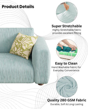 Lukzer Pastel Shades Textured Sofa Cover - Blue Wavy Stripes (SC-082-01)