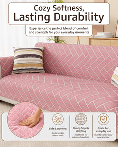 Lukzer Quilted Reversible Brick Bloom Sofa Mat with WaveEdge Ultrasonic Cut (WITH BACK & HAND REST) - SC-201-01WB