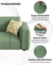 Lukzer Pastel Shades Textured Sofa Cover - Green Zigzag (SC-076-01)