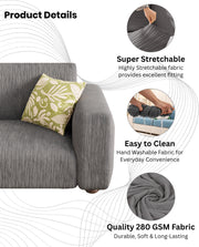 Lukzer Pastel Shades Textured Sofa Cover - Dark Grey Wavy Stripes (SC-147-01)