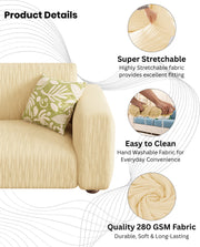 Lukzer Pastel Shades Textured Sofa Cover - Yellow Wavy Stripes (SC-083-01)