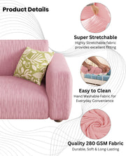 Lukzer Pastel Shades Textured Sofa Cover - Pink Wavy Stripes (SC-084-01)