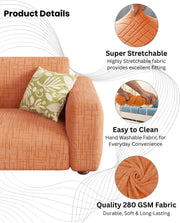 Lukzer Pastel Shades Textured Sofa Cover - Orange Tangled Lines (SC-120-01)