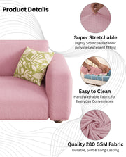 Lukzer Pastel Shades Textured Sofa Cover - Pink Curved Diamond (SC-088-01)