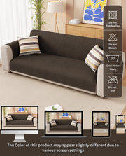 Lukzer Reversible Quilted Sofa Mat with Arms Dot Frame Dark Brown (SC-212-01)