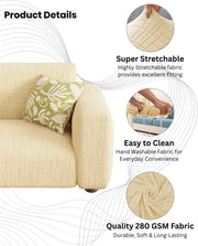 Lukzer Pastel Shades Textured Sofa Cover - Yellow Tangled Lines (SC-119-01)