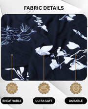 Lukzer Polyester Sofa Cover - Black with White Flower (SC-002-01)