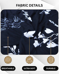 Lukzer Polyester Sofa Cover - Black with White Flower (SC-002-01)