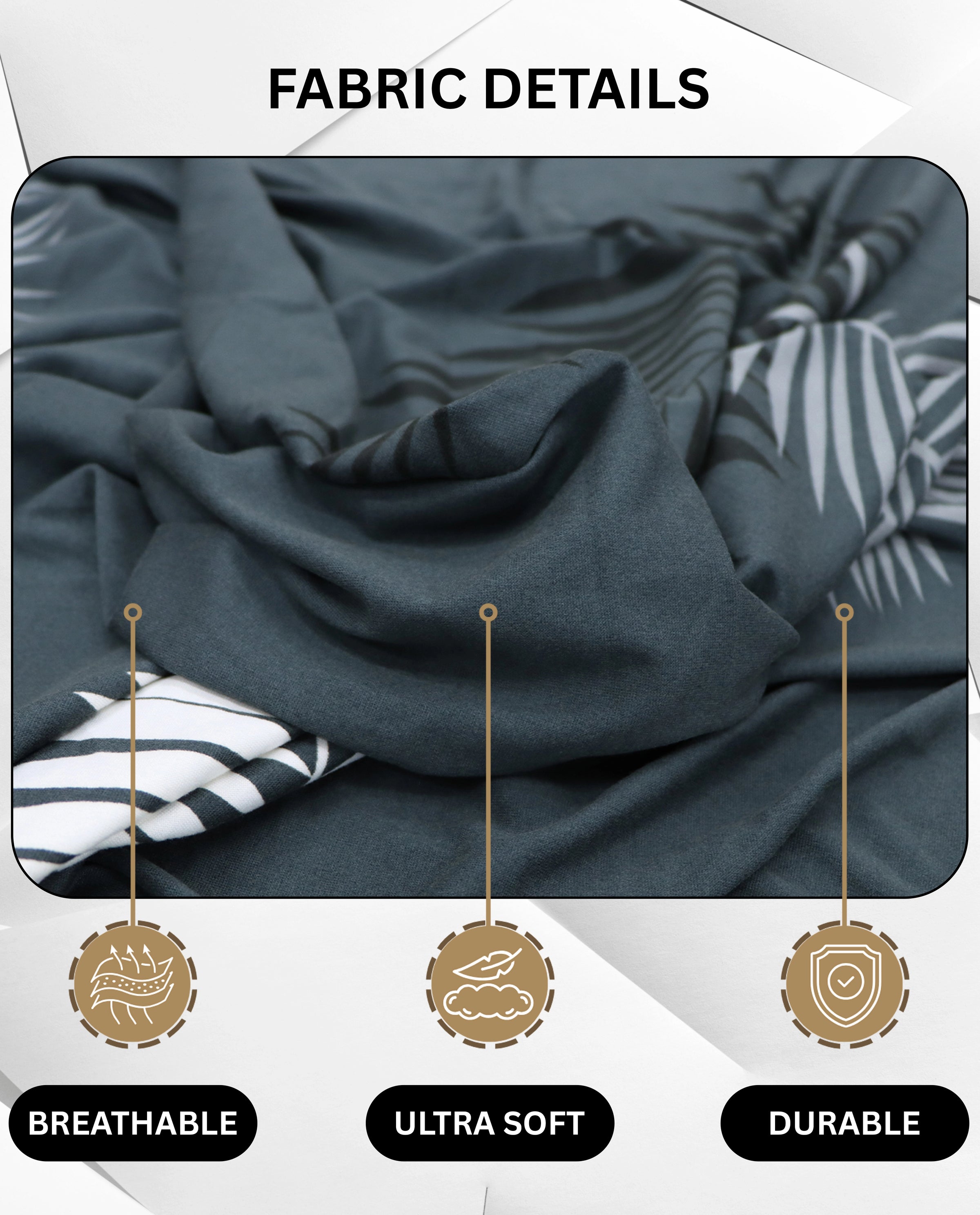 Lukzer Polyester Sofa Cover - Grey Leaves (SC-006-01)