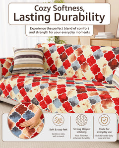Lukzer Quilted Reversible Dessert Jewel Sofa Mat with WaveEdge Ultrasonic Cut (WITH BACK & HAND REST) - SC-202-01WB