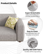 Lukzer Pastel Shades Textured Sofa Cover - Light Grey Tribal Design (SC-072-01)