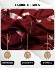 Lukzer Polyester Sofa Cover Maroon Flower (SC-009-01)