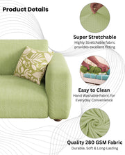 Lukzer Pastel Shades Textured Sofa Cover - Green Curved Diamond (SC-085-01)