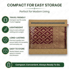 Lukzer 12 Pcs Leather Printed Big Size with Zip Closure & Transparent Window Saree Covers (Non-Woven)