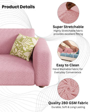 Lukzer Pastel Shades Textured Sofa Cover Pink Grid Maze (SC-108-01)