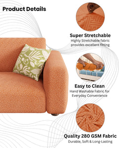 Lukzer Pastel Shades Textured Sofa Cover Orange Grid Maze (SC-106-01)